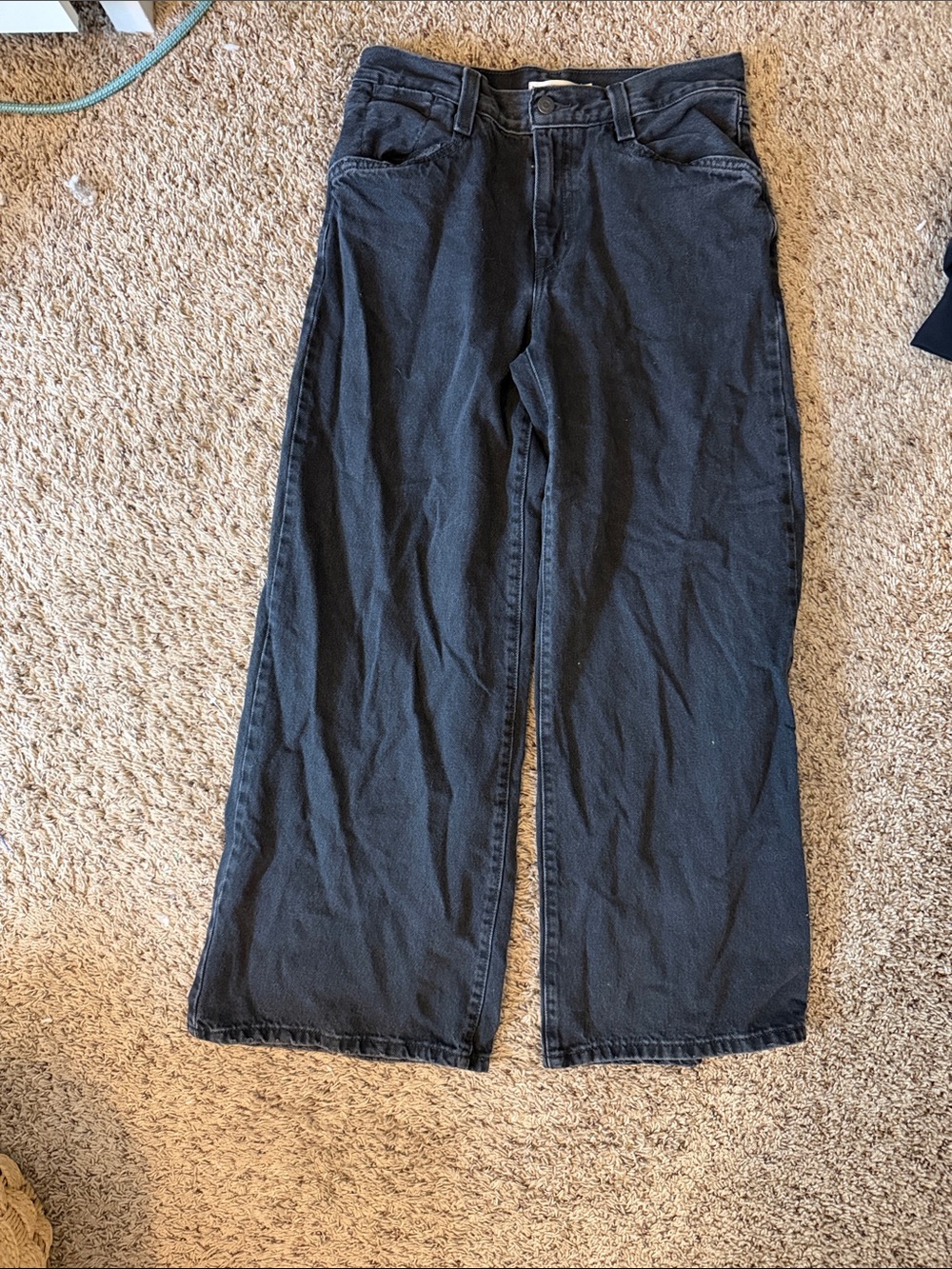 Women’s Baggy Wide-Leg Jeans in Dark Charcoal